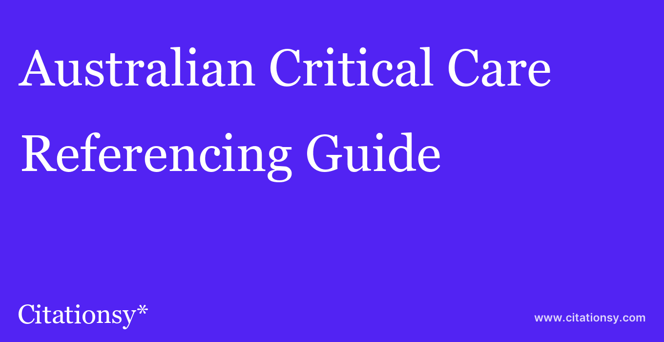 cite Australian Critical Care  — Referencing Guide
